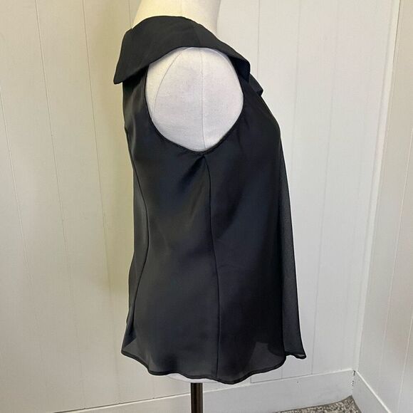 Lapis Womens Small Pullover Sleeveless Top Black Tie Ruffle Neckline Flowy - Picture 5 of 14